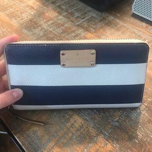 Kate Spade Navy and White Striped Leather Wallet
